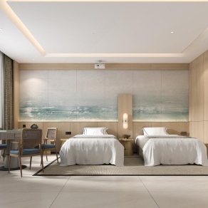 新中式酒店客房3D模型下载